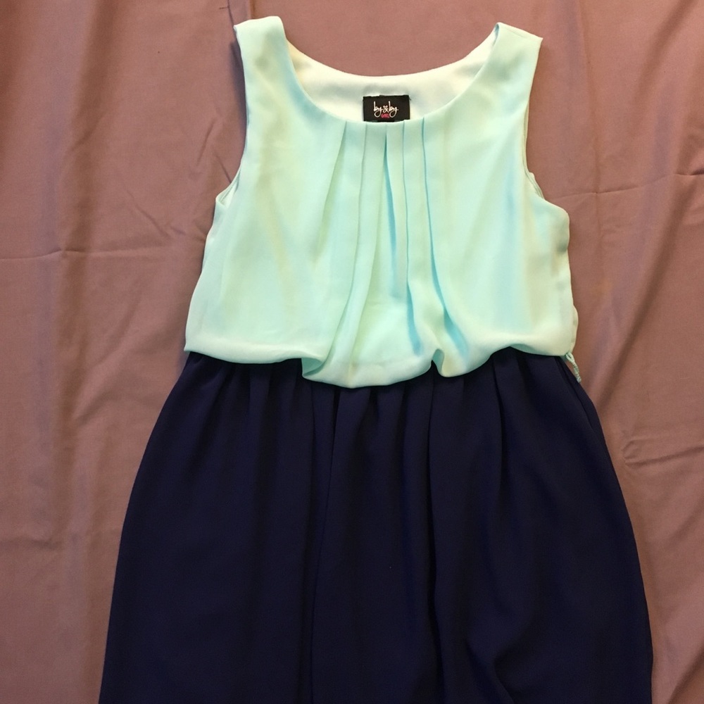 Teal & Navy Contrast Mini Dress